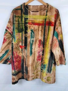   Blusa túnica mujer Ali Miles estampado abstracto multicolor floral talla grande nueva  - Imagen 1 de 14