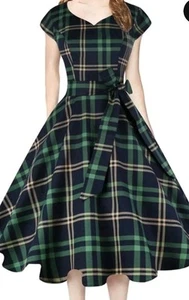 Kingfancy Women Vintage 1950s Dress Retro Cocktail Party Swing Dresses 2XL Belt - Picture 1 of 9