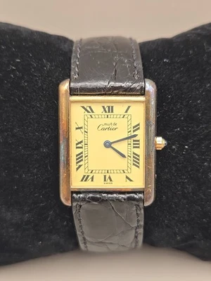 Reloj Pulsera Must de Cartier Plata de Ley 925 Tanque Hecho en Suiza Cuarzo Foto 1 de 4