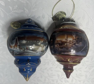 Vintage Terry Redlin Holiday Heirloom Ornaments Set of 2 Winder Scene - Picture 1 of 11