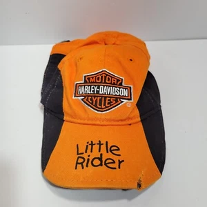 Little Rider Harley Davidson Motorcycles Baseball Hat Cap Youth Black Orange - Picture 1 of 4