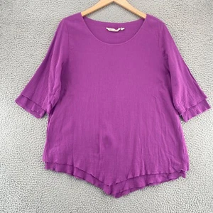 Haut doux entourage femme grande tunique clé de sieste violet coton bord laitue * - Photo 1/11