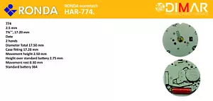MOVIMIENTO SWISS RONDA CAL.774. normtech. - Imagen 1 de 1