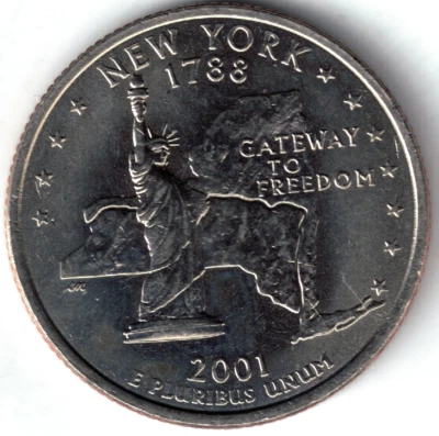 USA - 2001D - Washington ¼ $ - New York - About Uncirculated - Image 1 of 2