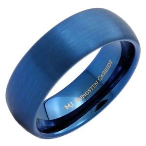 3, 5, 6, or 8mm Blue Plated Inside and Outside Tungsten Carbide Wedding Ring - Picture 1 of 15
