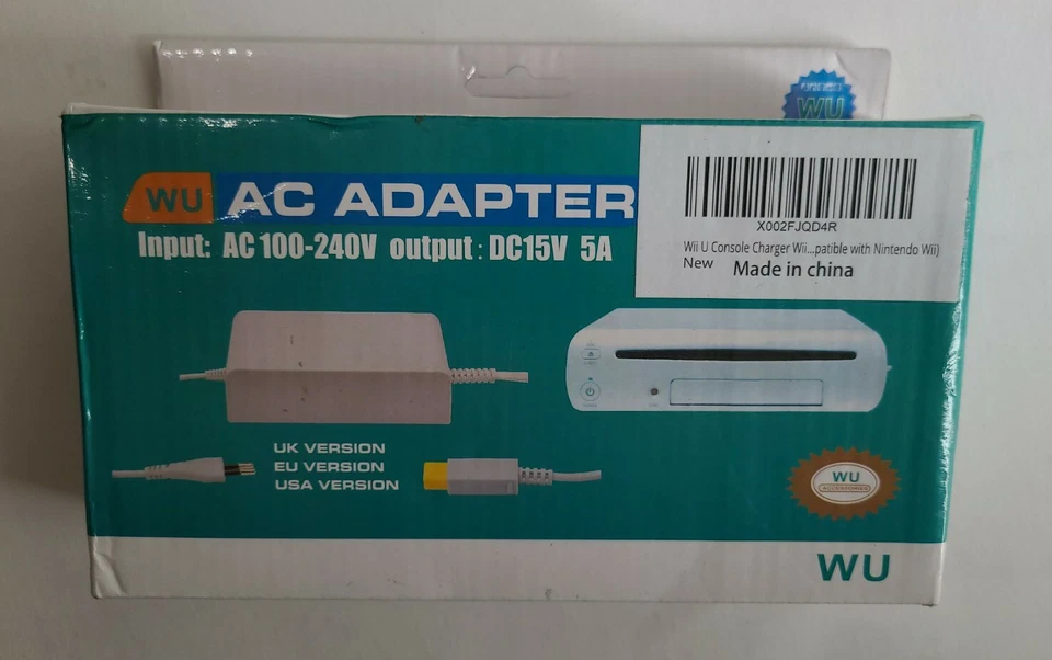 AC Adapter for Nintendo Wii U Console - New in Box -  System Power Cord - Image 1 of 1