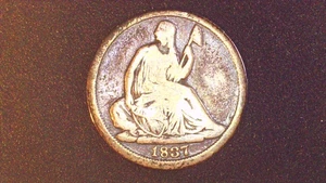 1837 LIBERT SEATED HALF DIME LARGE DATE - Picture 1 of 2