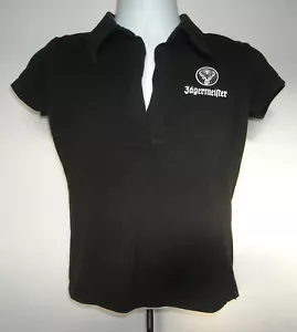 Camisa Polo Jagermeister Mujer Junior Mediana Negra Blanca Logo - Imagen 1 de 3