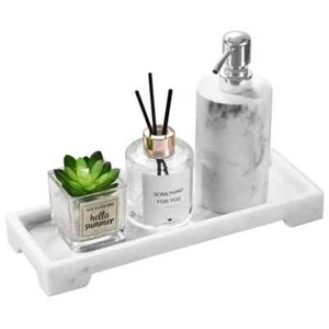 Bathroom Vanity Tray, Resin Dresser Bathroom Accessories, S, White Marble - Picture 1 of 5