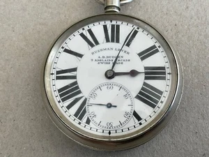 Bushman Lever A B Budgen 9 Adelaide Arcade (Australia )Swiss pocket watch runs - Picture 1 of 7
