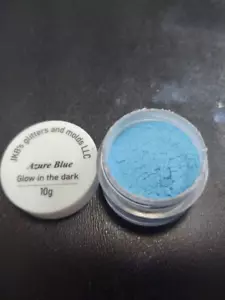 Bulk lot of 92 jars Azure Blue Glow in the Dark Mica Powder 10 grams in a jar - Picture 1 of 12