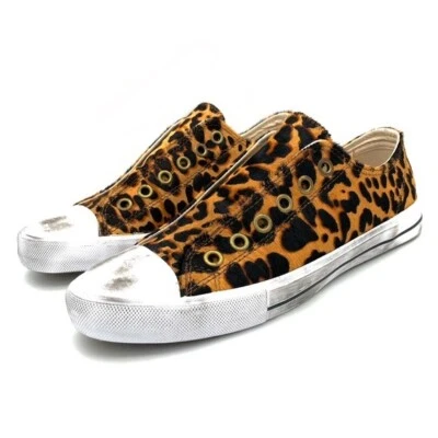 Naughty Monkey Shalomar Distressed Ponyhair Sneakers Women’s Size 9.5 Leopard - Image 1 of 4