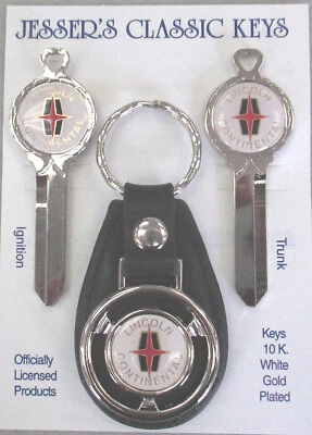 White w/Gold Lincoln CONTINENTAL White Gold Deluxe Classic Keys 1970 1971 1972  - Image 1 of 4