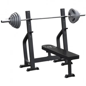GORILLA SPORTS® Hantelbank mit 130kg Hantelset Ablage Flachbank Trainingsbank - Bild 1 von 12