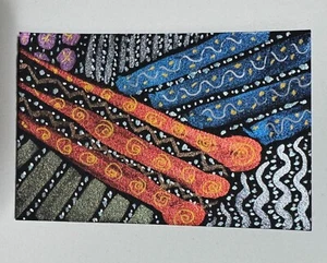 ACEO original painting watercolor/ink black paper handmade OOAK abstract - Picture 1 of 2