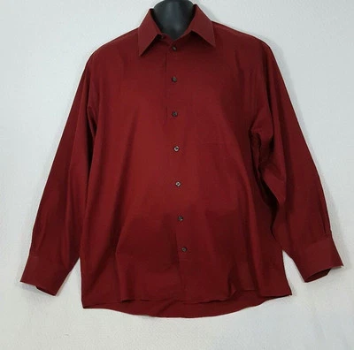 Kenneth Cole Reaction Rojo Grande Botón Delantero Hombre Camisa Grande 16 1/2 - 34/35 Foto 1 de 4
