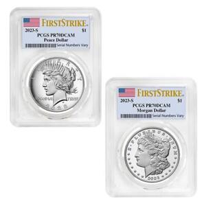 Sale Price 2023-S Morgan and Peace Silver Dollar Proof 2-Coin Set PCGS PF 70 FS