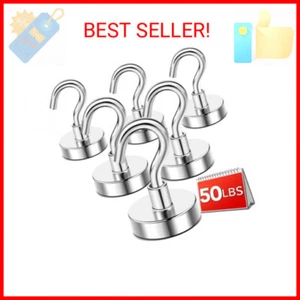 DIYMAG Strong Magnetic Hooks, 50lbs Heavy Duty Rare Earth Magnets with Hook Stro - Picture 1 of 2