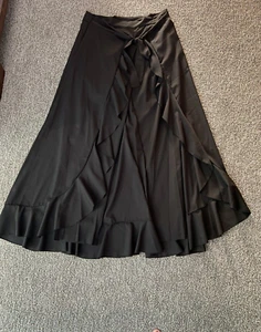 Damen Rüschen Schlitz Hose mit angenähtem Rock Schwarz Farbe Reißverschluss seitlich XL - Bild 1 von 8