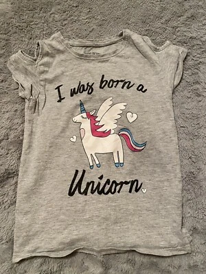 Matalan Girl’s Grey Unicorn Top 5 Years - Image 1 of 2