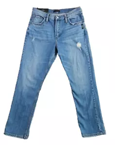 Silver Jeans Co Jeans Frisco Straight High Rise Med Blue 27x28 Distressed NWT - Picture 1 of 21