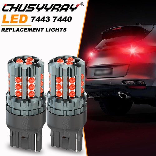 2x 7443 7440 LED Red Brake Tail Stop Light Bulbs for Subaru Impreza