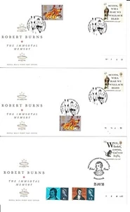 GB 1996 x 6 FDC Collection Robert Burns Special Scotland Postmarks - Imagen 1 de 2