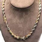 111.7Gm 14K Gold Tri Color Men's Women's Diamond Cut Rope Chain Necklace 26" 7Mm