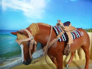 Westernsattel S helles Leder punziert für Collecta DeLuxe Pferd - Bild 1 von 9