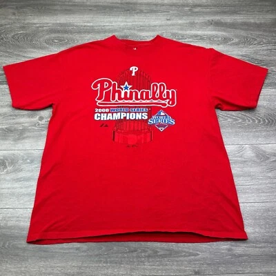 Camisa Philadelphia Phillies Para Hombre XL Roja 2008 Serie Mundial Campeones Majestuosa Foto 1 de 4