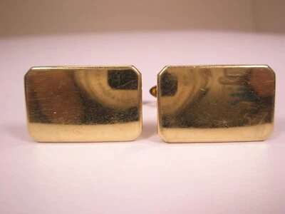 Engrave Ready Gold Plated Quality Vintage KREMENTZ Cuff Links simple plain - Image 1 of 4