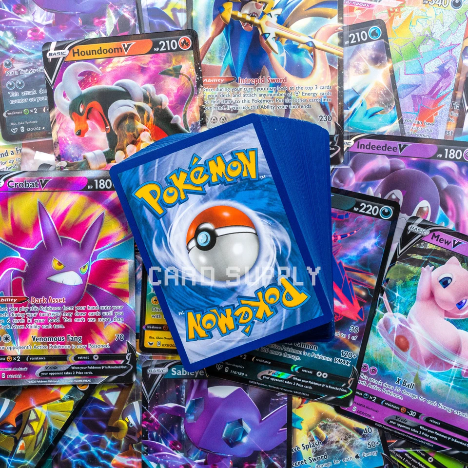 50 POKEMON CARDS 🔥 Bulk Lot No Duplicates 💎 1 Ultra Rare GUARANTEED ⚡️ EX V GX - image 1 of 4