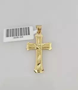 10k Jesus Cross Charm Pendant REAL 10Kt Religious Yellow Gold Genuine. - Picture 1 of 5