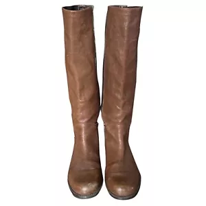 Stuart Weitzman braune kniehohe Damenstiefel aus Leder Stretch Größe 7M - Bild 1 von 12