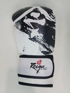 Reign Full Contact MMA Leather Boxing Gloves 16oz Black & White Buy It SHIPSFAST - Picture 1 of 14