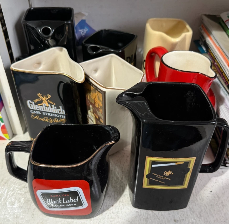 VARIOUS USED CERAMIC PUB WATER JUGS - HOME BAR WHISKY - Image 1 of 1