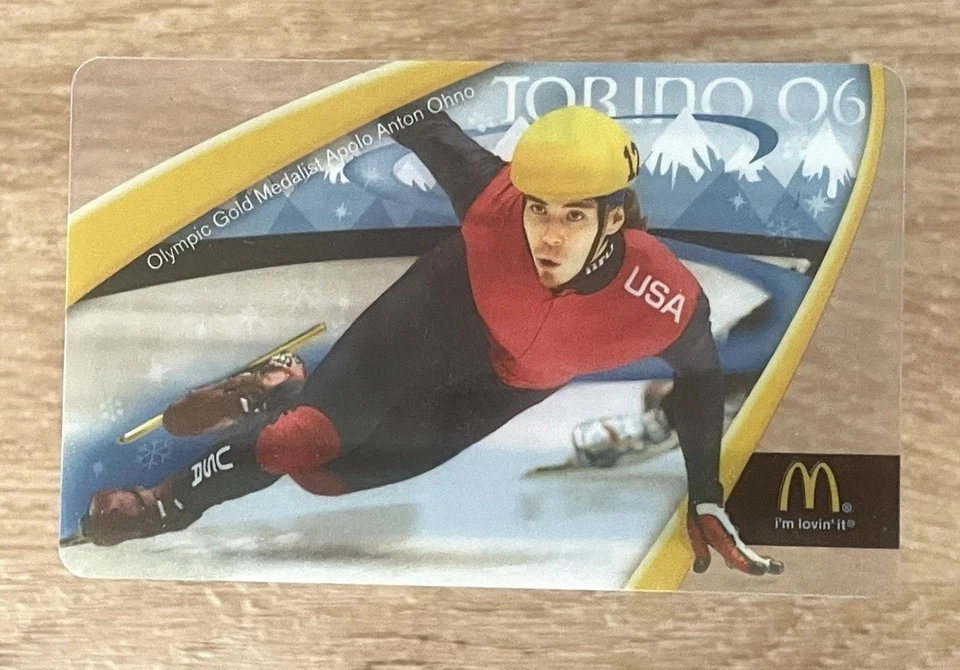 2006 McDonalds Collectible Gift Card APOLO OHNO. Torino 2006. Mint. W/W shipping - Image 1 of 2