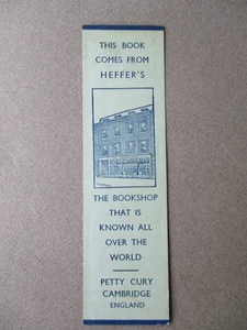 Vintage BOOKMARK Heffer's Bookshop Petty Cury Cambridge England Blue - Foto 1 di 2