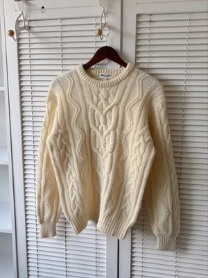Suéter Clásico Aran Pescador Pullover Vintage Cécilene 100% Nuevo Lana Cable Foto 1 de 4