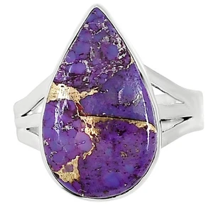 Copper Purple Turquoise 925 Sterling Silver Ring s.10 Jewelry R-1003 - Picture 1 of 5