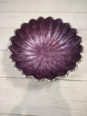 JULIA KNIGHT, пион, 8,5 дюйма круглая глубокая чаша, аметист, зубчатый, сделано в Индии - Изображение 1 из 4