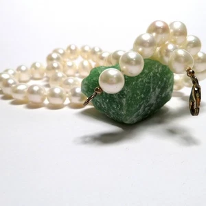 Collana di perle d'acqua dolce annodata (7,5 - 8,5 mm Ø) catena di perle... - Foto 1 di 6