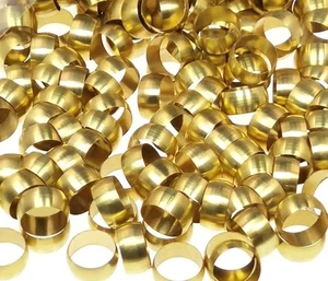200 Pack 3/8” Brass Compression Fitting Ferrule Sleeve for Air Fuel Water Oil - Picture 1 of 1