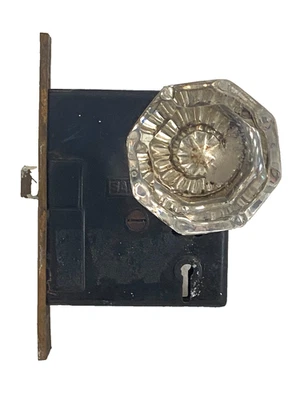 Antiguo Sargent Junio 1881~1886 Juego de perillas de puerta de vidrio Cerradura Foto 1 de 4