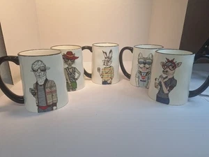 Signature Hipster Tiere Kaffeetassen 5er Set Steinzeug. Von Signature. - Bild 1 von 7