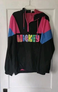 Disney Mickey Mouse 1/4 Zip Windbreaker Pullover Herren Gr. Small rosa schwarz - Bild 1 von 7