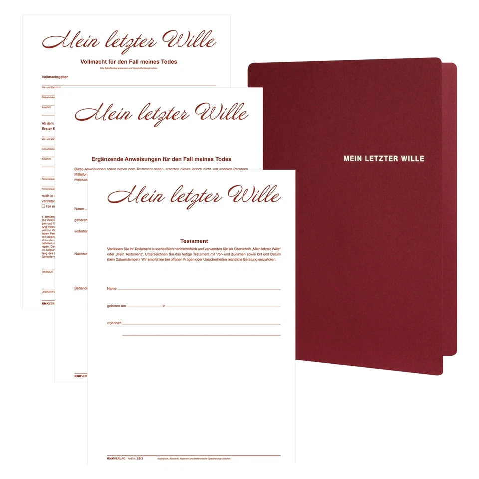 RNK VERLAG Mappe "Mein letzter Wille" mit allen wichtigen Dokumenten