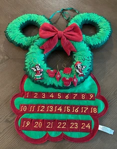Disney Mickey Mouse Ears Advent Calendar Christmas Countdown Hanging Felt *READ* - Picture 1 of 6