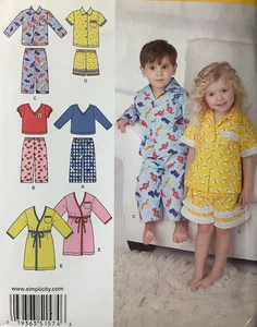 Sewing Pattern Simplilcity 1574 Unisex 1/2-4T Pajamas and Robe - Picture 1 of 2