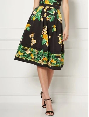 NUEVA FALDA NY&C Colección Eva Mendes Negra Estampado Limón Maddie Talla 10 Foto 1 de 4